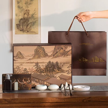 梅林笔庄国画颜料毛笔套装初学者学生中国画用品文房四宝全套入门一整套 蒹葭国画套装【14件套 /12色】