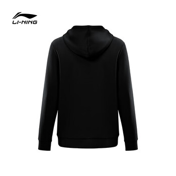 李宁（LI-NING）乒乓球服连帽卫衣运动服加绒保暖男女同款套装团购 黑色 XL 