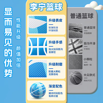 李宁篮球儿童6-12岁5号小学生专用室内外专业比赛蓝球3-6岁幼儿园礼物