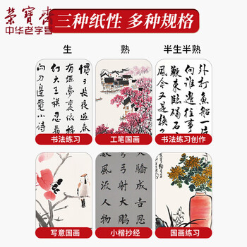 荣宝斋【全网低价】 书画纸宣纸 生宣日星书法国画专用纸毛笔初学练习创作四尺对单开入门 生宣-四尺整刀