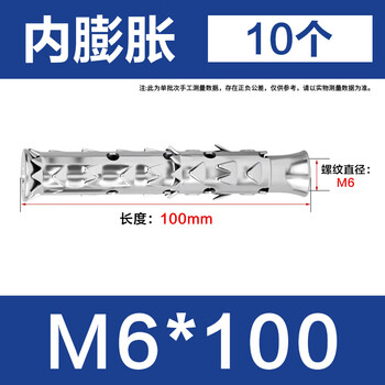 永利尚镀锌拉爆内外膨胀丝螺丝钉爆炸螺钉 M6*60  (10个) 内膨胀