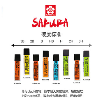 樱花(SAKURA)防断自动铅笔芯12根活动铅芯替芯 不易折断 0.5mm2H 樱花(SAKURA)防断自动铅笔芯12根活动铅芯替芯 不易折断 0.5mm2H