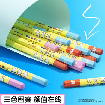 晨光（M&G）米菲系列儿童HB铅笔木杆六角杆卡通铅笔MF3200外观颜色随机12支装