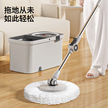 五月花旋转拖把配2布家用拖把省力液压杆布条款免手洗家用拖地神器