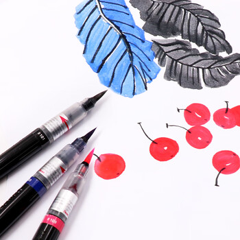 派通（Pentel ）科学毛笔小楷练字软毛笔 书法笔便携彩色绘画手帐手绘可换墨胆 XGFL 橙色