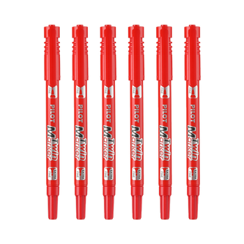 百乐（PILOT）SCA-TM油性双头记号笔勾线笔美术专用小学生马克笔描线轮廓勾边笔文具办公用品 红色 6支
