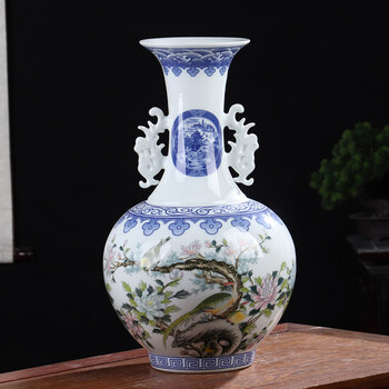 双耳青花瓷瓶价格报价行情- 京东