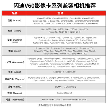 闪迪（SanDisk）1TB SD内存卡 6K视频 V60 U3 C10 高速相机存储卡 读速280MB/s 写速150MB/s 高清拍摄 畅快连拍