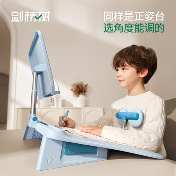剑桥树12°坐读写坐姿矫正器儿童写字姿势纠正小学生写作业防低头防驼背阅读书架开学礼物 西柚粉