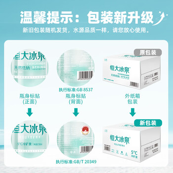 恒大冰泉 长白山天然低钠矿泉水500ml*24瓶非纯净水饮用水 整箱装热门商品