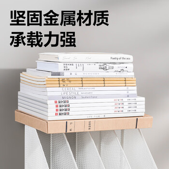 得力（deli）四联带笔筒收纳一体式文件框 办公室桌面多层资料架子 网状镂空文件架 白色78988