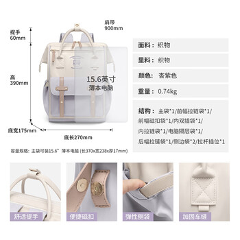 POLO双肩包女大容量背包小众学院风书包15.6英寸电脑包生日礼物送女友