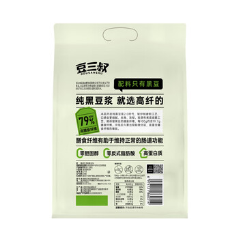 豆三叔无糖添加纯黑豆浆粉360g高纤高植物蛋白质非转基因大豆健康早餐
