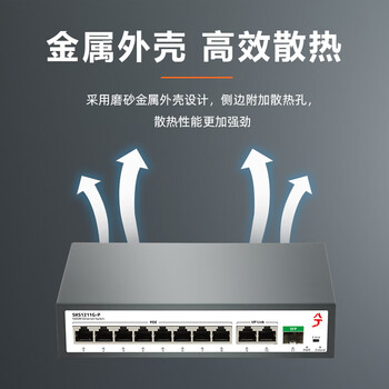 兮克SKS1211G-P全千兆PoE交换机非管理即插即用8个PoE口+2个电口+1个SFP光口