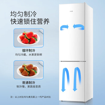 奥克斯150升双开门两门二门养鲜珍珠白冰箱小户型小型家用电冰箱迷你租房办公室节能冰箱BCD-150K187L