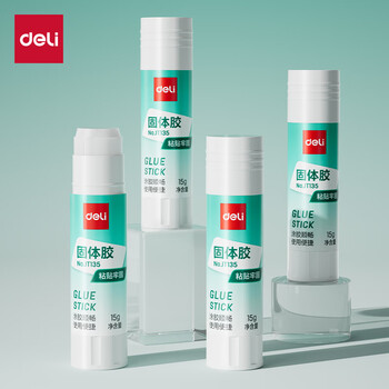 得力（deli）(deli)15g高粘PVA固体胶水 速干可水洗胶棒 DIY手工粘胶学生文具 学生文具 12支/盒 办公用品 7104