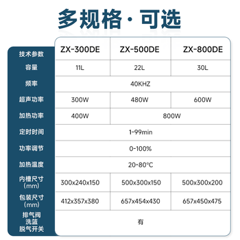 知信仪器 超声波清洗机ZX-300DE 实验室用大容量高功率工业零件五金汽修超声波清洗器可调功率11L