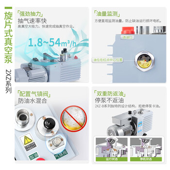 力辰科技（lichen）双极直联旋片式真空泵空调抽真空机实验室不返油2XZ-4B