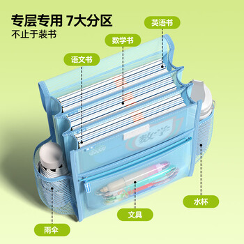 猫太子透明网纱补习袋加厚手提袋大容量作业文件袋翻盖式初中小学生考试专用寒假补课收纳袋分科目补习袋