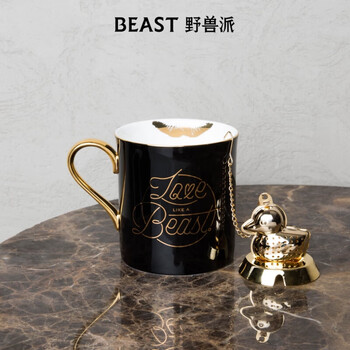 野兽派（THE BEAST）唇印骨瓷儿童马克杯金茶漏套装礼盒杯子生日礼物新婚礼物