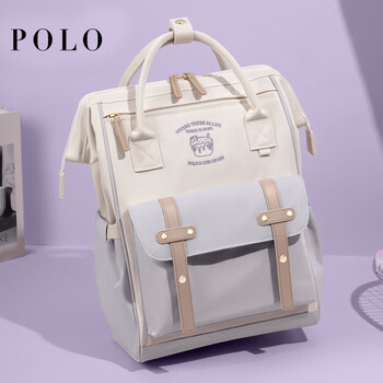 POLO双肩包女大容量背包小众学院风书包15.6英寸电脑包生日礼物送女友
