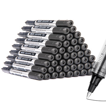 得力（deli）(deli)直液笔 0.5mm子弹头学生签字笔 办公中性笔水笔走珠笔 办公用品 黑色 50支/盒  33475