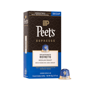 皮爷咖啡peets胶囊强度9微量咖啡因精粹浓缩进口53g(10*5.3g)
