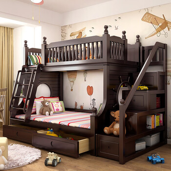 较比皇朝家私全 友家居 【高尚品牌 精致豪华】 双人床上下铺全实木