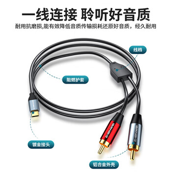 臻威（ZHENWEI）Type-C转双莲花音频线 2RCA一分二转接线器 手机电脑连接音响箱功放 1米