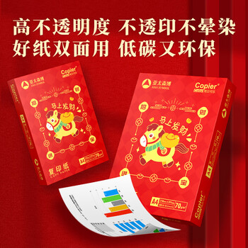 亚太森博招财进宝A4打印纸 70g500张*5包 书写顺滑 高性价比复印纸草稿纸 整箱2500张【专业造纸厂牌】