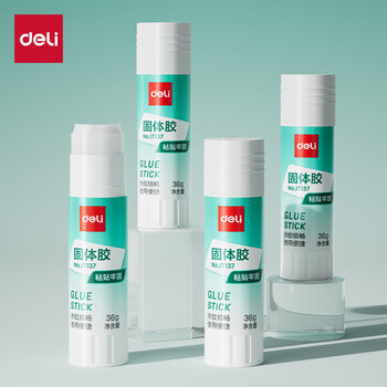 得力（deli）36g高粘PVA固体胶水 速干可水洗胶棒 DIY手工粘胶学生文具 12支/盒 办公用品