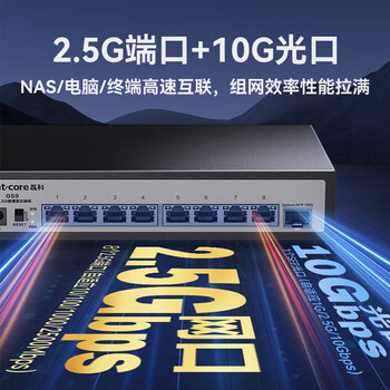 磊科（netcore）GS9 9口网管型2.5G交换机 8个2.5G电口+1个万兆SFP光口 千兆网络分线器 支持vlan链路聚合/NAS光猫