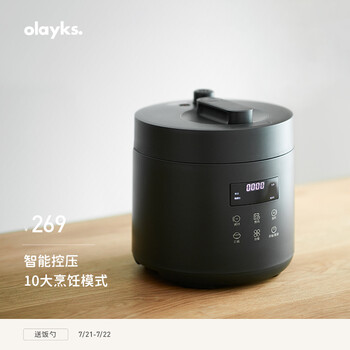 欧莱克（olayks） 电压力锅小2电高压锅电饭煲1-4人防溢电压煲小型高压电饭锅电压锅2.5L 2.5L压力锅-岩黑