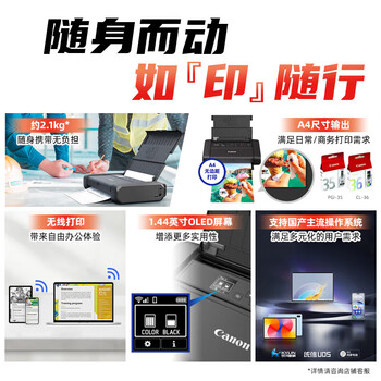 佳能（Canon）TR160 A4便携式喷墨打印机 无线移动办公打印 ip110升级版