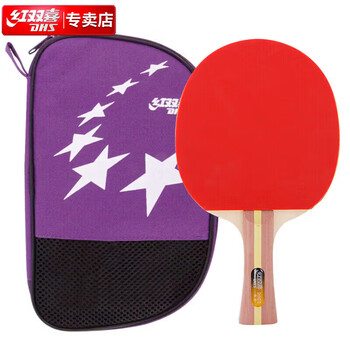 红双喜DHS 横拍 H2002双面反胶健身型乒乓拍附带拍套+乒乓球，单块装
