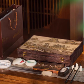 梅林笔庄国画颜料毛笔套装初学者学生中国画用品文房四宝全套入门一整套 蒹葭国画套装【14件套 /12色】