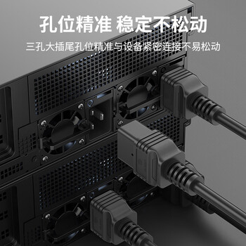 广昌兴（G.C.X）UPS连接服务器电源线c19转C20 3*1.5平方 3米 无氧铜 国标3C认证16a三孔PDU ICE插头