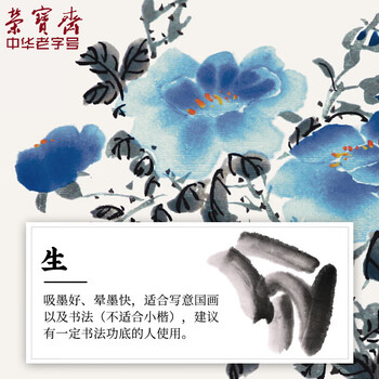 荣宝斋 书画纸宣纸 日星宣纸半生熟书法国画专用纸毛笔初学练习创作学生入门 四尺整刀/100张-加厚款