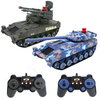 【双电版】DOUBLE E 双鹰遥控坦克双人对战两只装 充电电动战甲车亲子套装仿真模型工程军事玩具车