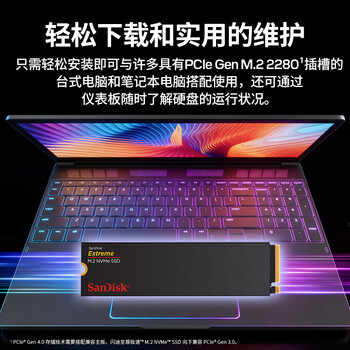 闪迪（SanDisk）500GB SSD固态硬盘5000MB/s读速Extreme至尊极速M.2接口TLC电脑PCIe4.0高速NVMe协议笔记本2280