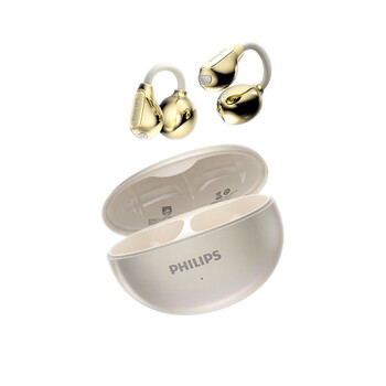 飞利浦（PHILIPS）蓝牙耳机耳夹式骨传导概念无线通话降噪长续航不入耳运动蓝牙耳机适用苹果华为TAQ3020白