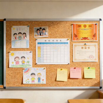 AUCS90*60cm软木板墙照片墙留言板 办公室幼儿园学校教室记事板家用家庭图钉板粘贴展示公告板/白板