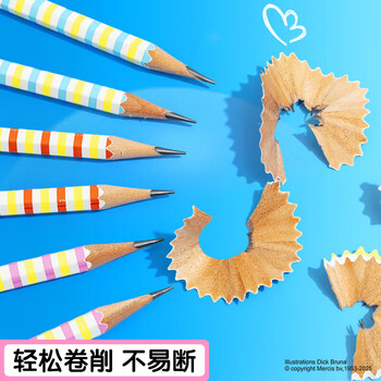 晨光（M&G）米菲系列儿童HB铅笔木杆六角杆卡通铅笔MF3200外观颜色随机12支装