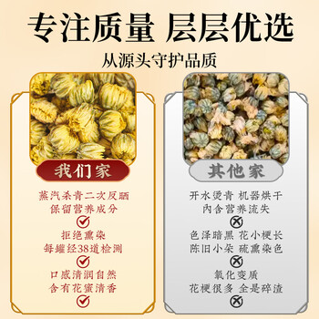 福茗源花草茶 桐乡胎菊花 菊花茶 优选特级品质白菊花蕾花茶叶袋装250g
