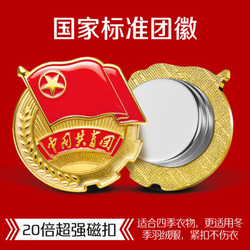 优和（UHOO）中国共青团团徽正版不褪色2025最新入团标准款学生团员徽章双面强磁磁吸大磁扣 别针款50个装0212