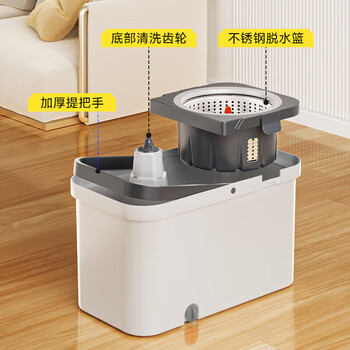 五月花旋转拖把配2布家用拖把省力液压杆布条款免手洗家用拖地神器