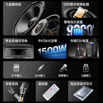 先科户外广场舞拉杆便携音响超大音量大功率移动蓝牙会议音箱k歌12吋重低音演讲带话筒SA-122 X