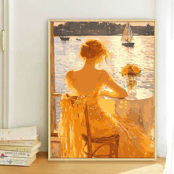 油彩【夕日] 幅:108cm、高:66cm 数字油画夕阳图片- 京东