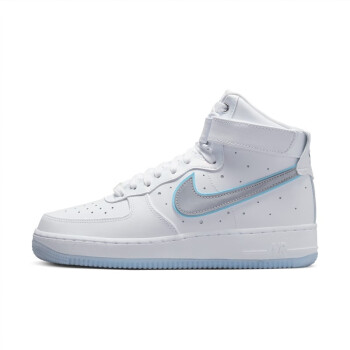 耐克nikeairforce1高帮女子空军一号运动鞋板鞋复古fb1865101白金属银