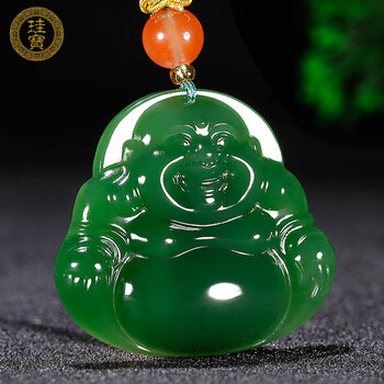 珪宝和田玉佛吊坠女款碧玉弥勒佛公玉佩新疆冰种大肚